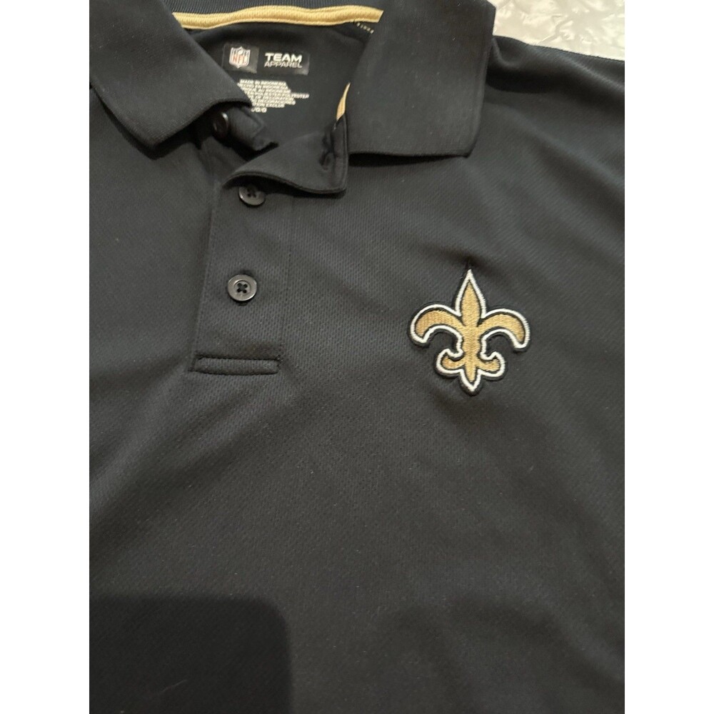 NFL Team Apparel New Orleans Saints NFL Football Polo Shirt Black/Gold - L - Picture 4 of 8